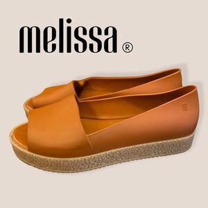 NEW Melissa "Puzzle" Brown Peep Toe Flats size 39 Europe 8 US
